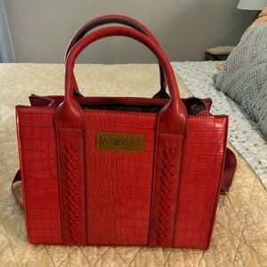 Wrangler Red Croc-Patterned Satchel